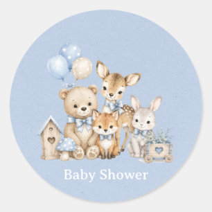 Woodland Friends Boy Baby Shower Classic Round Sticker