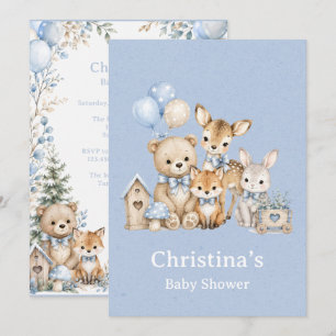 Woodland Friends Boy Baby Shower Invitation