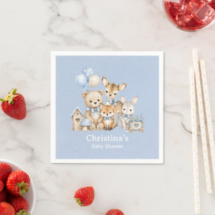 Woodland Friends Boy Baby Shower Napkin