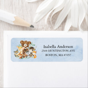 Woodland friends Boys Baby Shower Return Address  