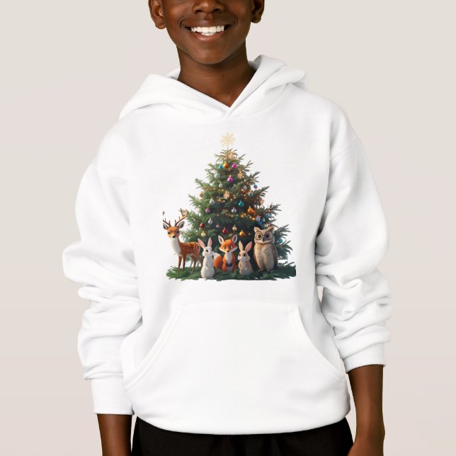 Woodland Friends Christmas Tree Kids Pullover  (Front)