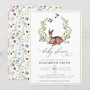Woodland Friends Floral Gender Neutral Baby Shower Invitation