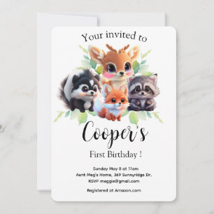 Woodland friends fox skunk racoon deer birthday