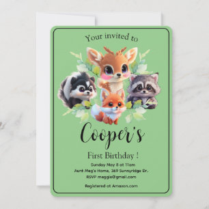 Woodland friends fox skunk racoon deer birthday