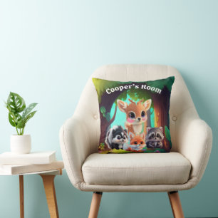 Woodland friends fox skunk racoon deer cushion