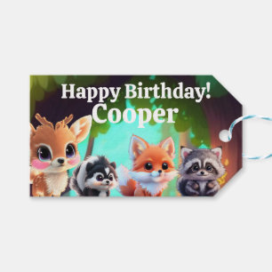 Woodland friends fox skunk racoon deer gift tags