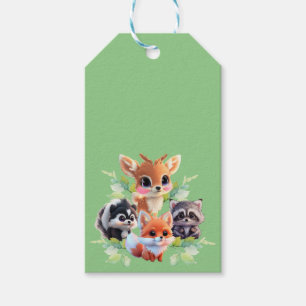 Woodland friends fox skunk racoon deer gift tags
