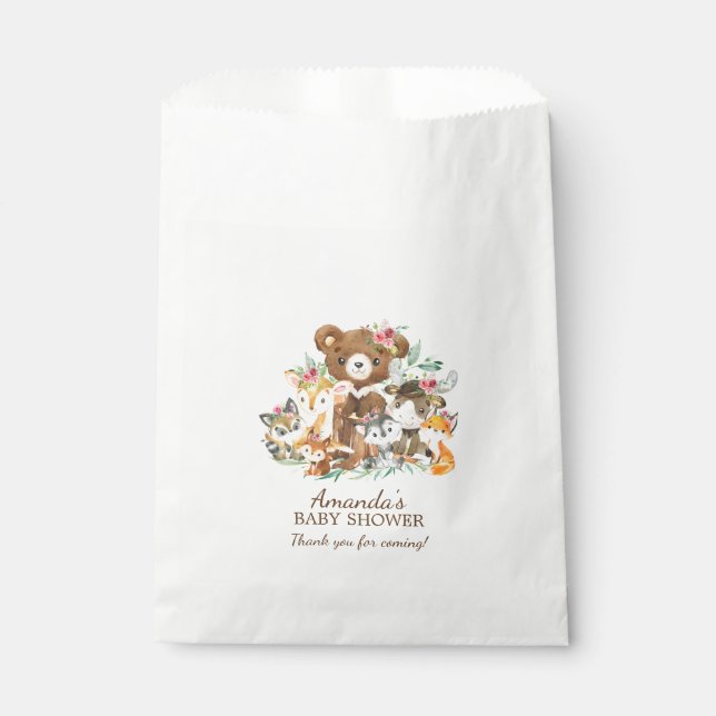 Woodland Friends Girls Baby Shower Favour Bags (Front)