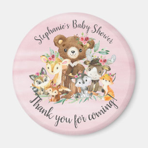 Woodland Friends Girls Baby Shower Favour Magnet