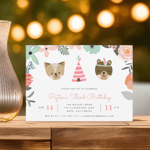 Woodland Friends   Kids Birthday Party Invitation