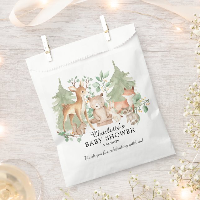 Woodland Friends Neutral Baby Shower Favour Bag (Clipped)