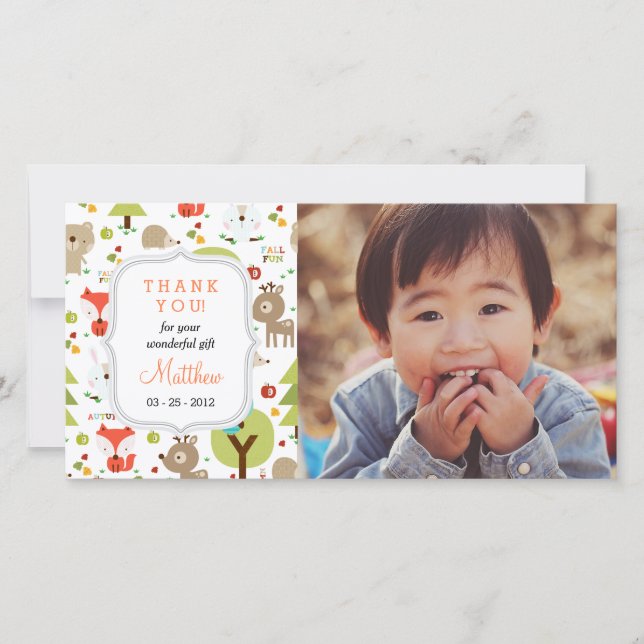 Woodland Friends Photo Any Occasion Thank you (Front)