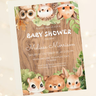 Woodland Friends Reunion Baby Shower Invitation