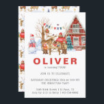 Woodland Friends Winter | Christmas Birthday Party Invitation<br><div class="desc">Do you have a little one with a winter birthday?! This party theme is perfect for baby showers or sweet birthday parties. Featuring a charming watercolor winter picnic scene with adorable animals. Moose, bear, foxes and more! This adorable theme feels woodsy and rustic. Classic earthy tones are perfect for the...</div>