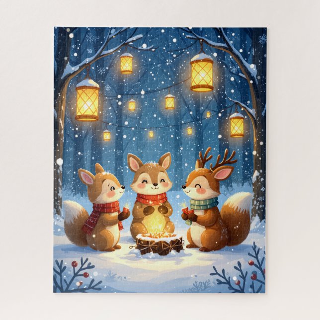 Woodland Friends Winter Gathering Jigsaw Puzzle (Vertical)