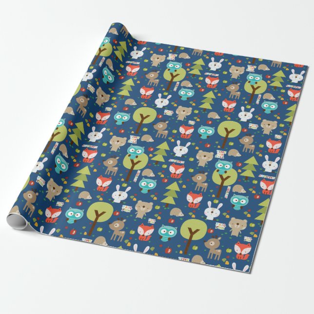 Woodland Friends Wrapping Paper (Unrolled)