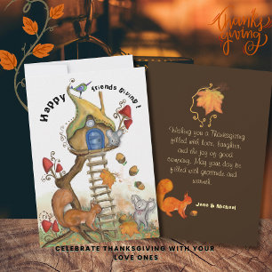 Woodland Friendsgiving -  Cosy Autumn Scene Holiday Card