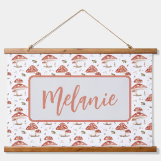 Woodland Frogs & Fly Agaric Mushrooms Watercolor Hanging Tapestry