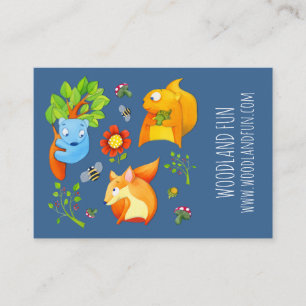 Woodland Fun blue Kids Party Planner Business Card
