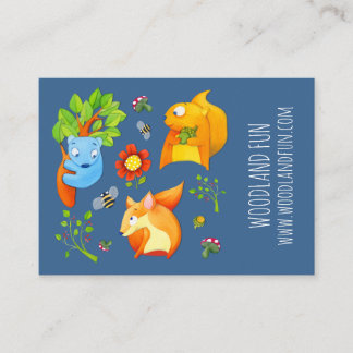 Woodland Fun blue Kids Party Planner Business Card
