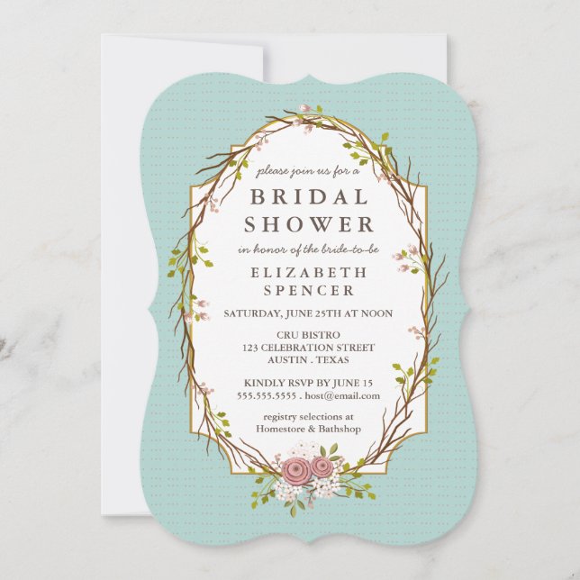 Woodland Garden Wreath Bridal Shower Invitation (Front)