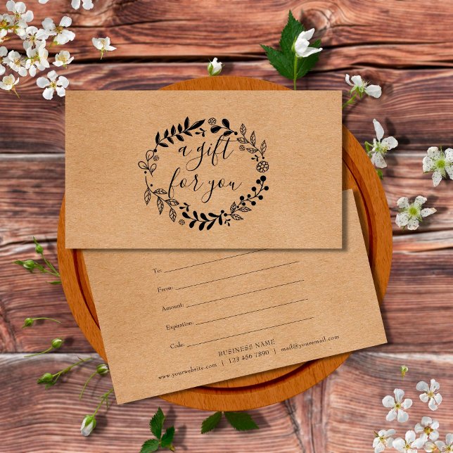 Woodland Garland Rustic Kraft Gift Certificate (Creator Uploaded)