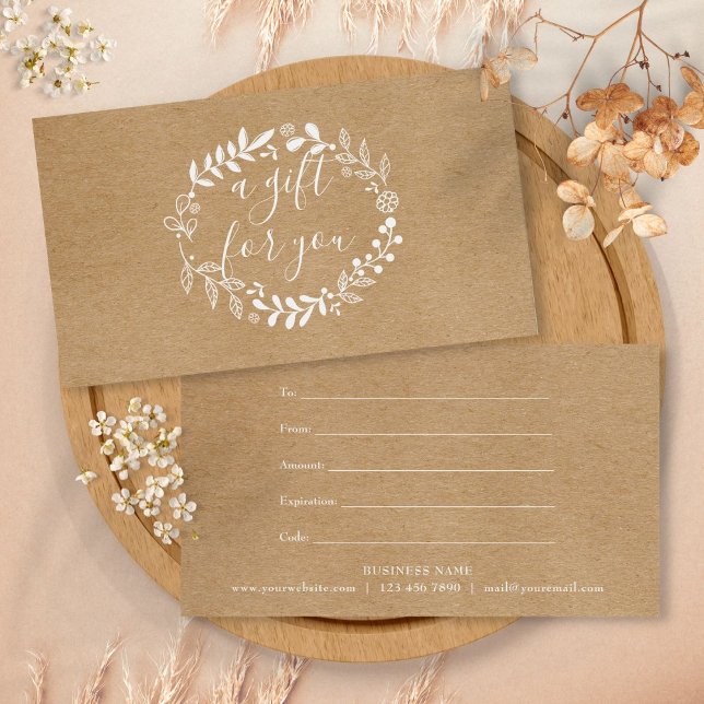Woodland Garland Rustic Kraft Gift Certificate (Woodland Garland Rustic Kraft Gift Certificate)