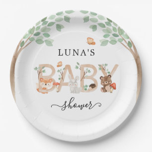 Woodland Gender Neutral Baby Shower Paper Plates