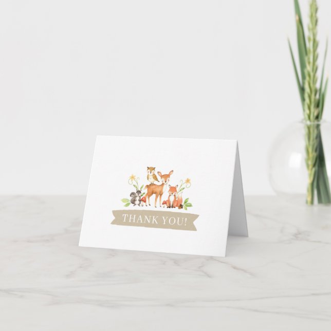 Woodland Gender Neutral Baby Shower Thank You Card (Front)