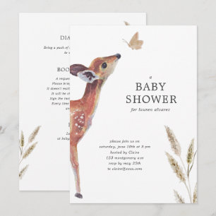Woodland Gender Neutral Watercolor All In One Invitation
