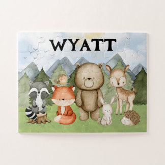 Woodland Gift for Boys, Personalised Woodland Jigsaw Puzzle