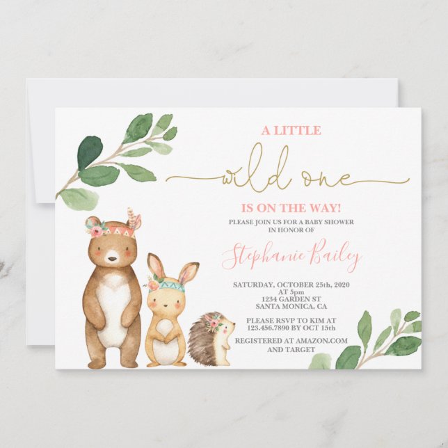 Woodland girl Baby Shower Invitation (Front)