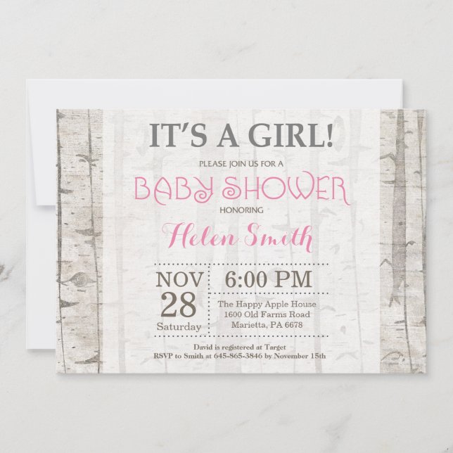 Woodland Girl Baby Shower Invitation Rustic (Front)