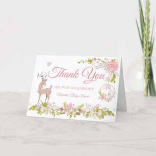 Woodland Girl Baby Shower Thank You Card