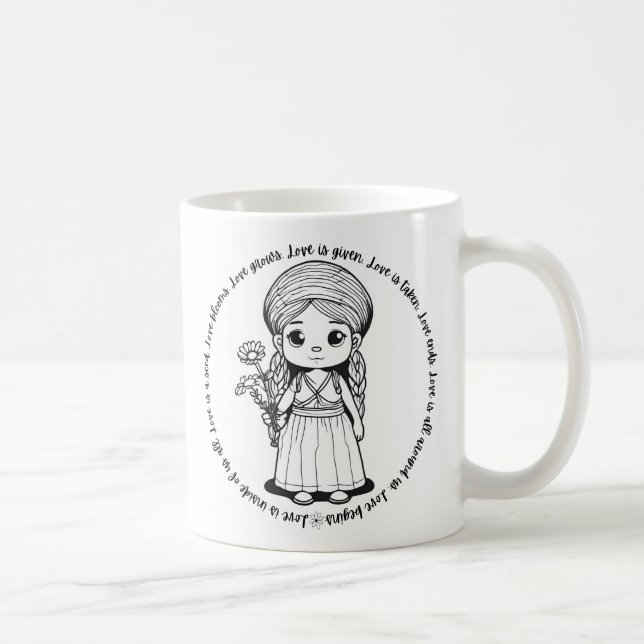 Woodland Girl with Daisies 'Love Is' Mug (Right)