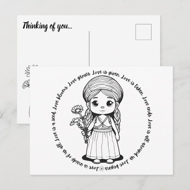 Woodland Girl with Daisies Postcard (Front/Back)