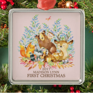 Woodland Girls Baby's 1ST Christmas Ornament