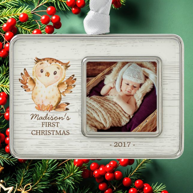 Woodland Girls Baby's 1st Christmas Photo Ornament (Creator Uploaded)