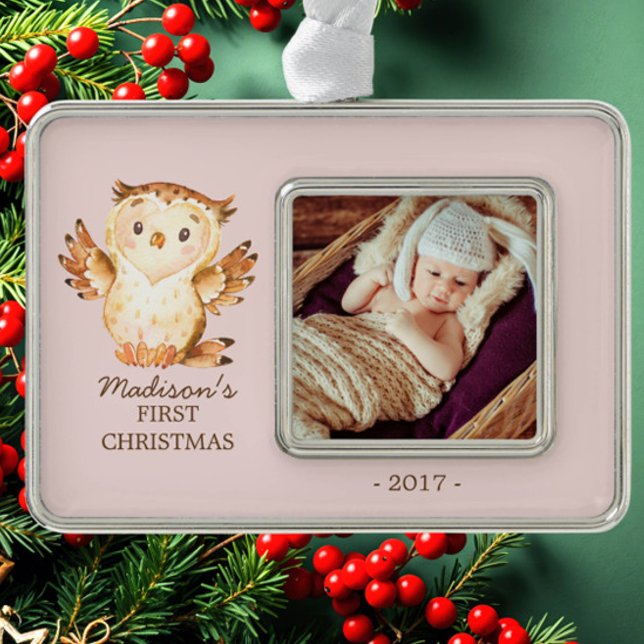 Woodland Girls Baby's 1st Christmas Photo Ornament (Creator Uploaded)