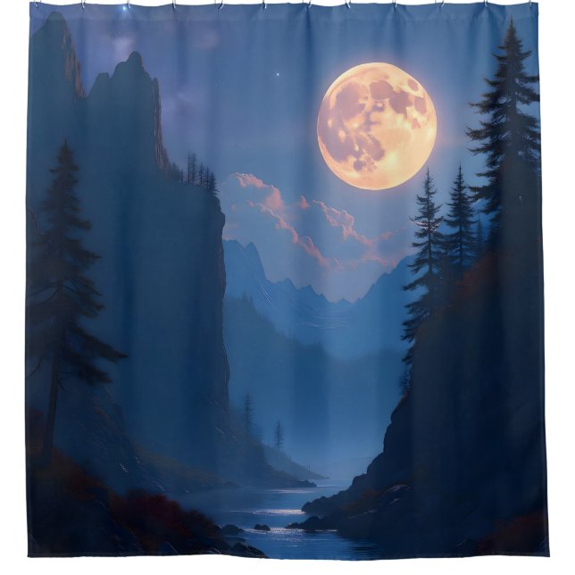 Woodland Glow – Enchanted Forest Shower Curtain (Front)