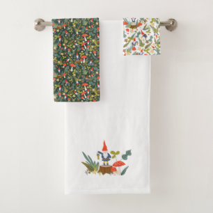 Woodland Gnomes & Mushrooms Bath Towel Set
