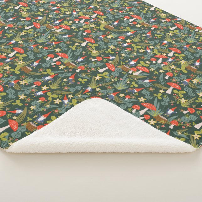 Woodland Gnomes & Mushrooms Sherpa Blanket (3/4)