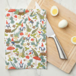 Woodland Gnomes Tea Towel<br><div class="desc">Whimsical green and red woodland themed pattern designed by Shelby Allison featuring tiny gnome characters, mushrooms, flowers and foliage.</div>