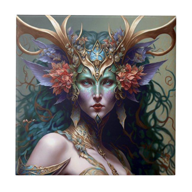 Woodland Goddess Fantasy Art Tile (Front)