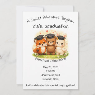 Woodland Graduation Party Preschool Kindergarten Invitation