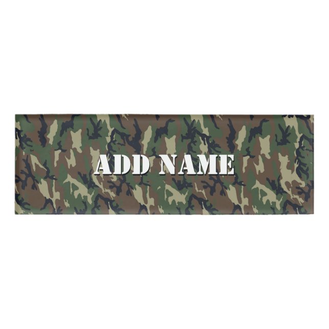 Woodland Green Camouflage  Pattern Name Tag (Front)