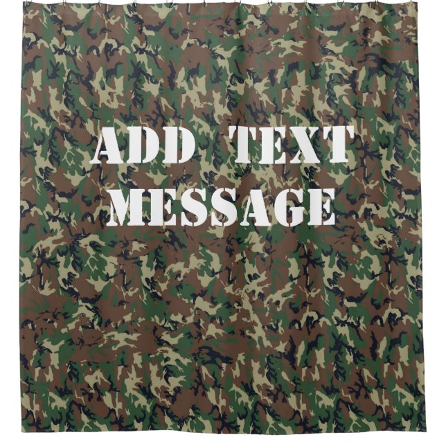 Woodland Green Camouflage  Pattern Shower Curtain (Front)