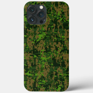 Woodland Green Digital Camouflage Decor on a iPhone 13 Pro Max Case