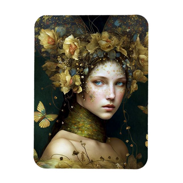Woodland Green Fairy Fantasy Art Magnet (Vertical)