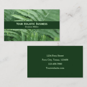 Woodland Green Fern Leaves Holistic Botanical Business Card